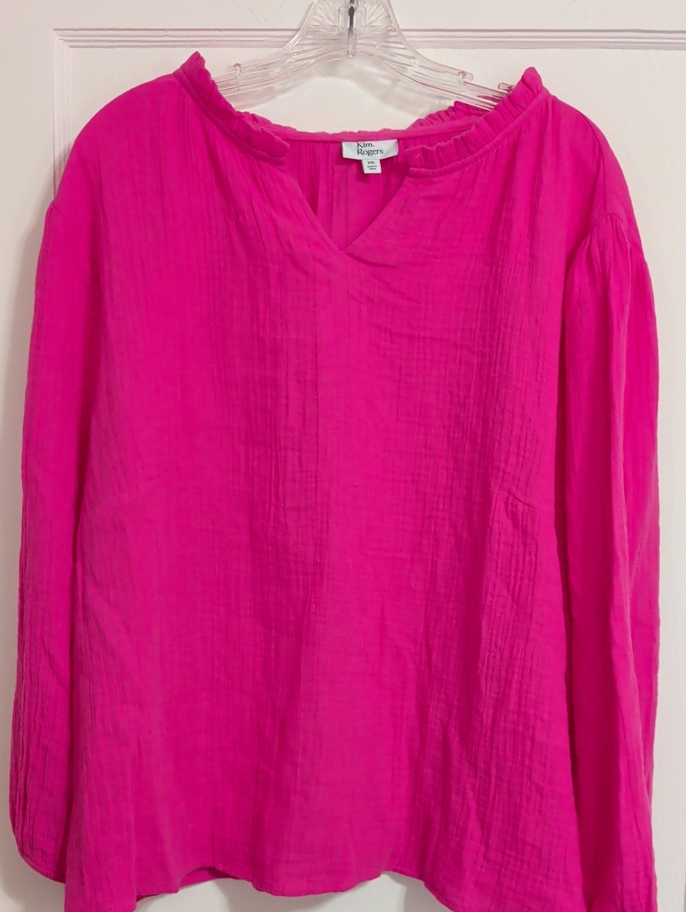 Kim Rogers Hot Pink Long-Sleeve Peasant Tunic